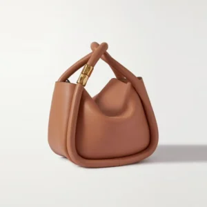 Mini Wonton-Style Leather Top Handle Bag – Soft Cowhide in Neutral & Bold Tones