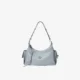 Pale blue soft hobo bag with curved opening and side pockets