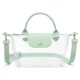Clear PVC shoulder bag with mint trim and detachable long strap