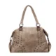 Taupe slouchy shoulder bag with studded front and side straps