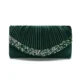 Green pleated evening bag with sparkling V-shaped trim
