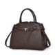 Dark brown belted trapeze tote with double handles