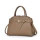 Taupe structured tote with gold-tone front detail