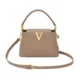 Taupe private label trapeze bag with detachable strap