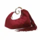 Burgundy suede-look fringe handbag with curved zip opening