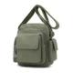 Olive utility crossbody bag with adjustable strap and front pocket