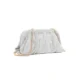 White sparkling evening clutch shown with gold-tone chain