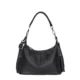 Black soft shoulder tote with clipped handle and side tassels