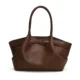 Brown soft pebble-texture tote with folded side panels