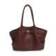 Burgundy shoulder tote with wing-like side folds and long handles