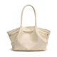 Cream soft tote with folded sides and front strap detail