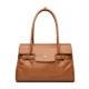 Cognac structured shoulder tote with wide flap and gold-tone accent