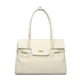 Ivory structured flap tote with side buckle details