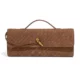 Cognac woven-pattern baguette bag with slim curved handle
